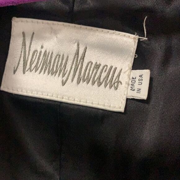 NEIMAN‎ MARCUS ELEGANT DARK BLUE LONG WOOL SNAP BUTTON COAT SIZE 12 - Picture 8 of 10